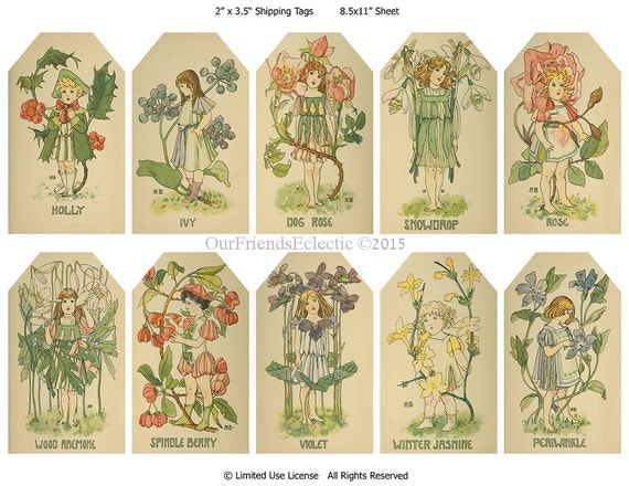 flower fairy tags printable fairy tags digital download