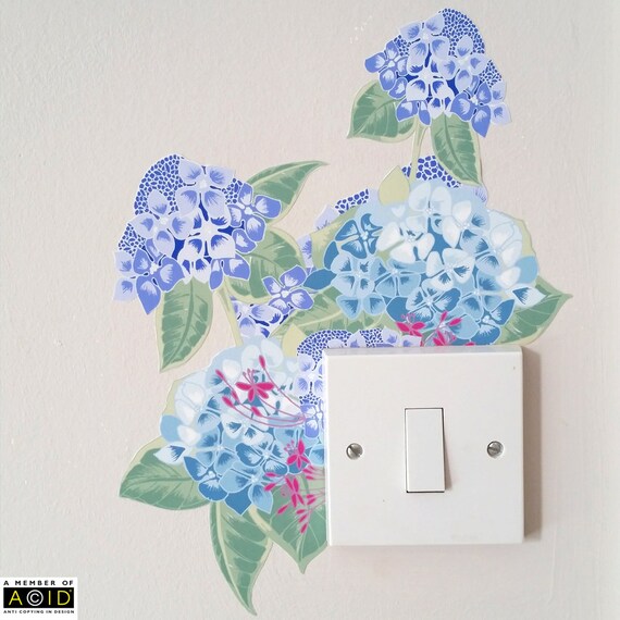 Floral Wall Sticker For Light Switch Hydrangea Wall Sticker