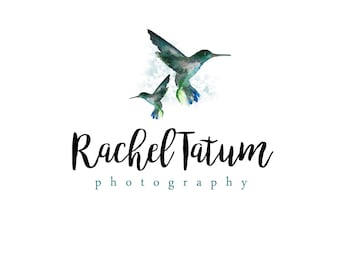 INSTANT DOWNLOAD Custom Premade Photography Logo and Watermark "Green Hummingbird" - Fully Custom Font and Color