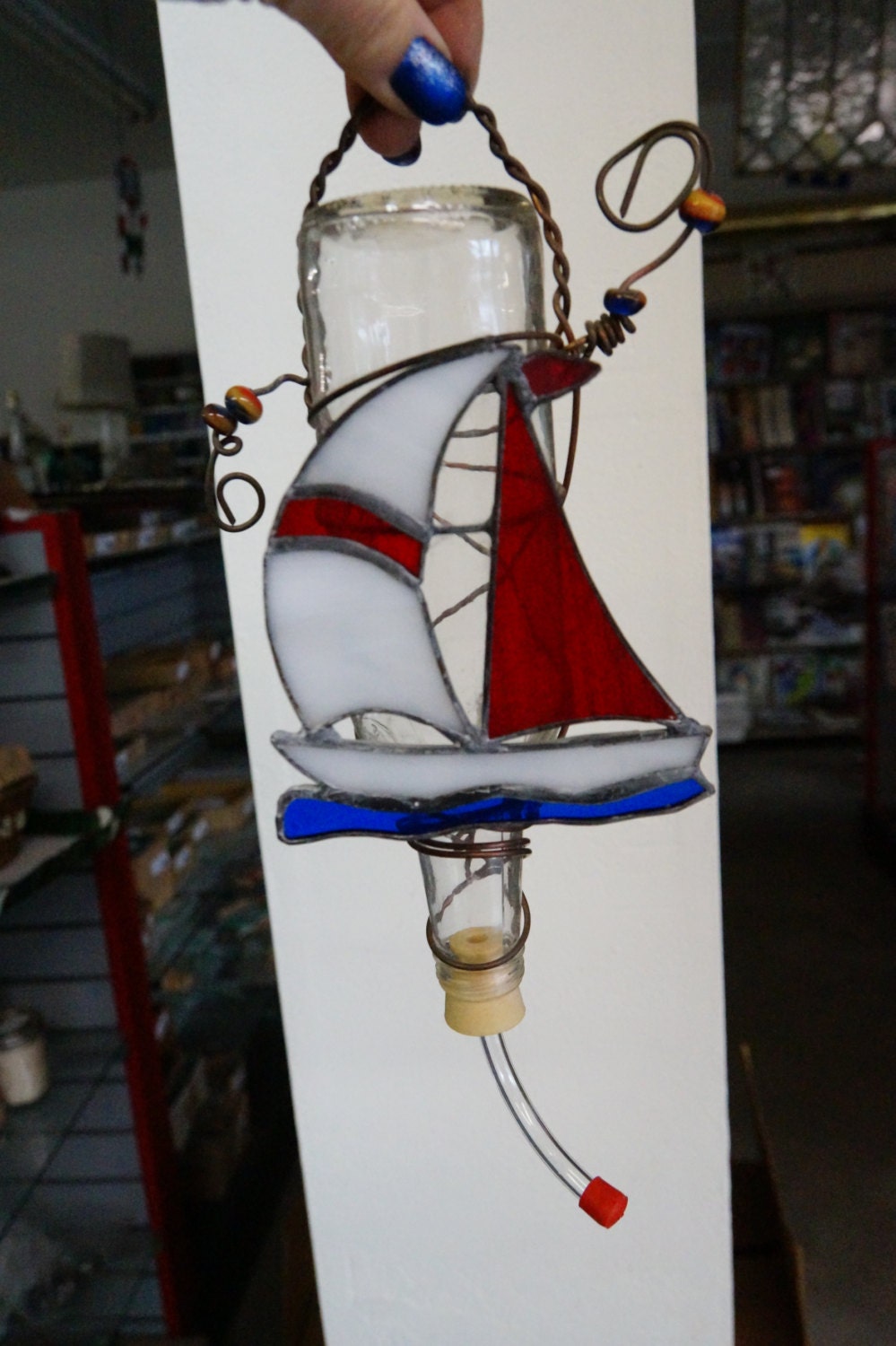 Stained Glass Hummingbird Feeder