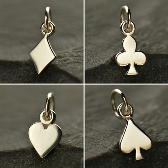 Small Sterling Silver Card Suits Charms Spade by VanClarenJewelry