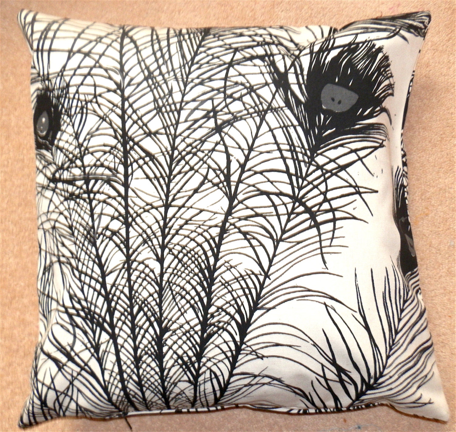 Florence Broadhurst Fabric Peacock Feather Design Linen