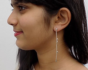 silver dangle earrings,long earrings,for her,for teens.