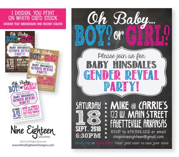 Items Similar To Gender Reveal Party Invitation Customized Invitation Includes A Printable Pdf 