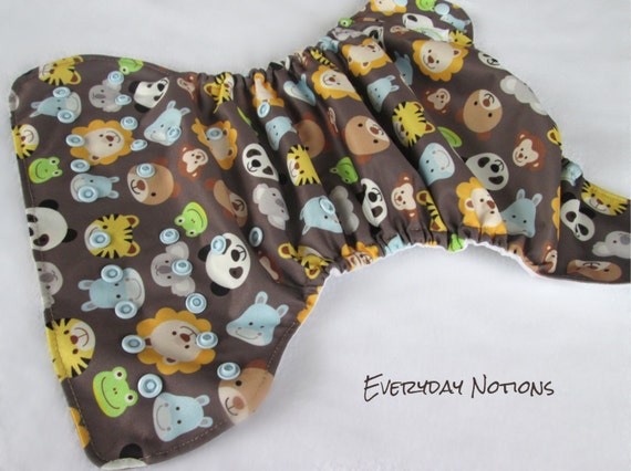 Animal Faces One Size Pocket Cloth Diaper by EverydayNotions4You