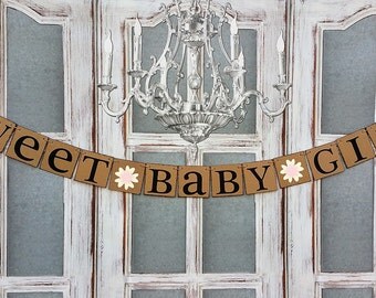 BABY GIRL SHOWER Decorations - Floral Baby Shower BANNERs - rustic baby shower Banner