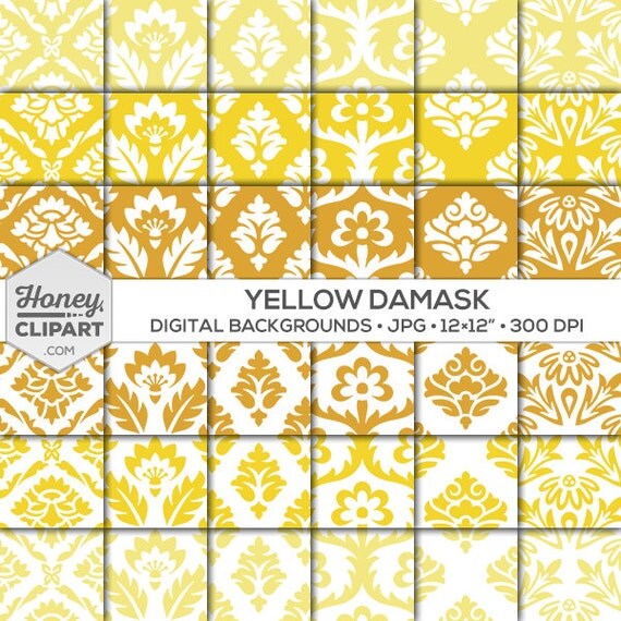 Printable paper yellow damask patterns yellow backgrounds
