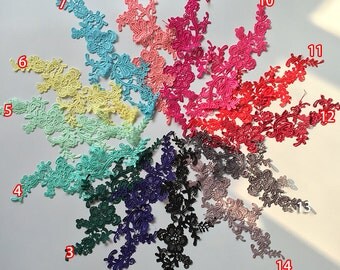 Venise Lace Applique, Bridal Lace Applique, Black/Purple/Green/Yellow/Blue/Fushia/Red/Silver Gray 15 colors