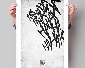 SUICIDE SQUAD Movie Poster, Joker Minimalist Movie Posters, Large Wall Art, College Student Gift Dorm Decor, Gift for Him, Superhero Tattoo