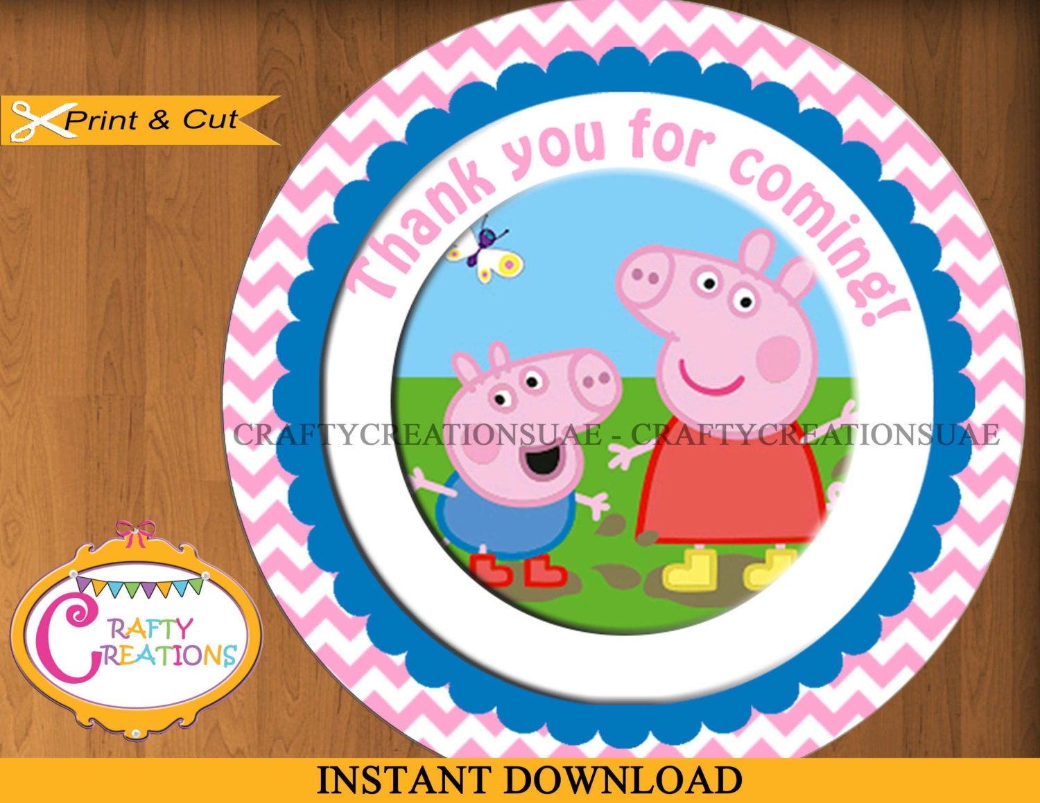 instant download peppa pig favor tags sticker party