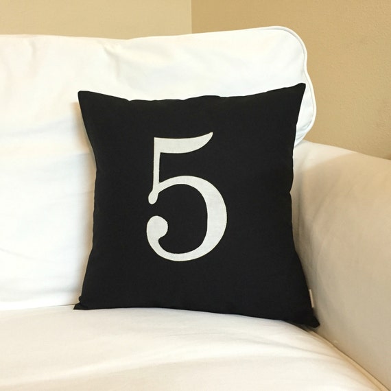 Number Pillow Cover 20 x 20 One Number by TheSeafoamCottage