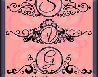 Mailbox SVG Monogram Circle Letter 2017 Flourish Name Frame Bride Mom Family Life Window Border Sign Door Wedding Box Cricut Vinyl Decal.