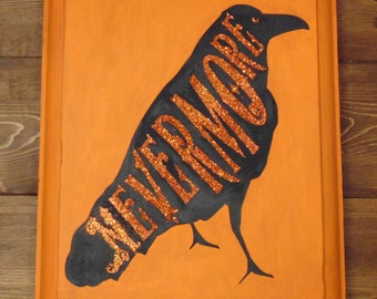 Halloween Decoration, Halloween Sign, Halloween Decor, Halloween Raven Sign, Halloween Gift, The Raven Sign, Poe, Edgar Allan Poe, Nevermore