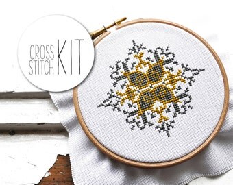STAR - traditional ethnic folk needlepoint kit for beginners - complete art kit with supplies, russian cross stitch pattern christmas