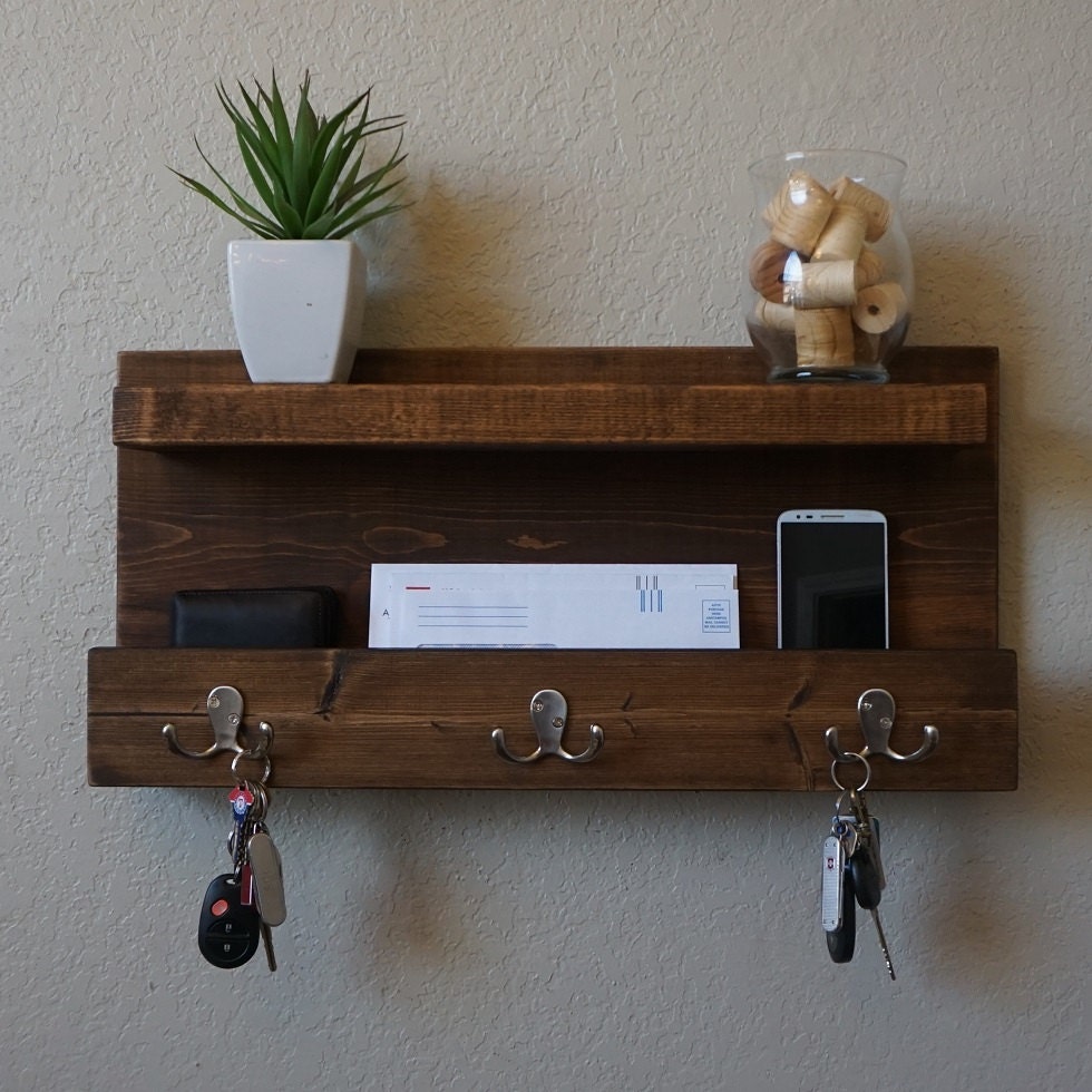 Modern Rustic Mail Organizer w/ Shelf