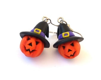 Jack O Lantern Earrings, Pumpkin Earrings, Halloween Earrings