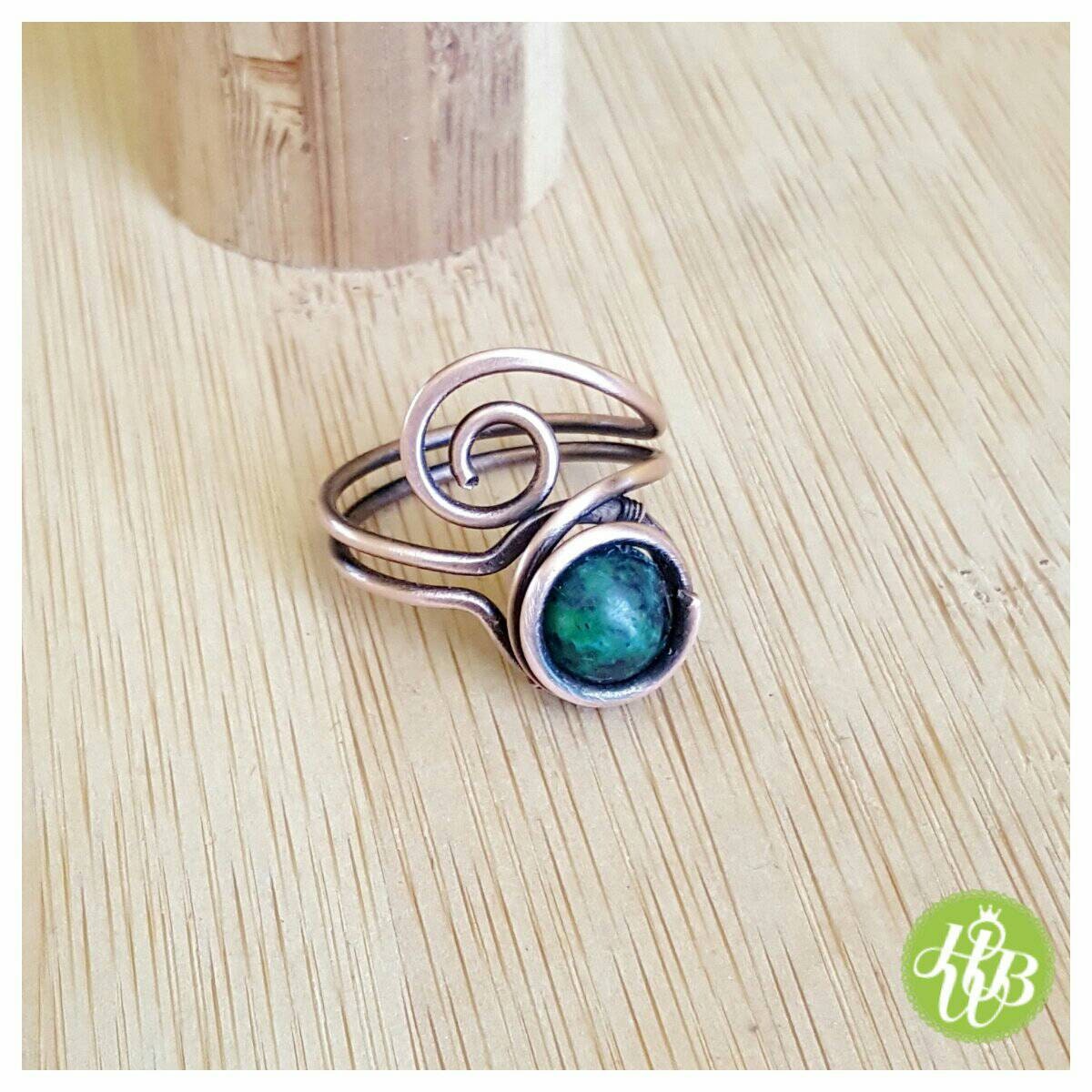 Simple wire wrapped azurite ring/wire wrapped by FromRONIKwithLove