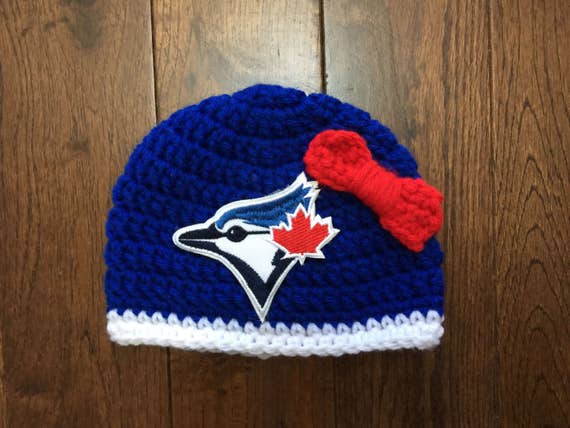 Toronto Blue Jays Beanie Hat with MLB Patch Crochet Baseball