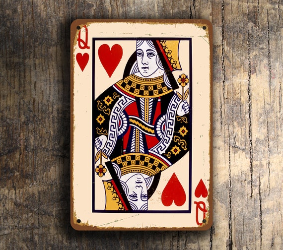 QUEEN of HEARTS Wall sign Vintage Style Queen of Hearts Wall