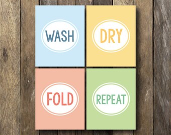 Laundry Room Printables Wash Dry Fold Repeat Laundry Room