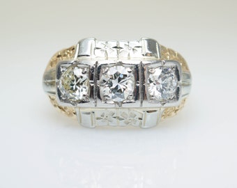 Art Deco Diamond Statement Ring Art Deco Cocktail Ring 14k White Gold Yellow Gold Statement Jewelry Large Cluster Diamond Engagement Ring