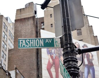 New York City street sign print, nyc Fashion street art, Fashion Avenue, Garment district, midtown Manhatan, girls room dorm wall art decor