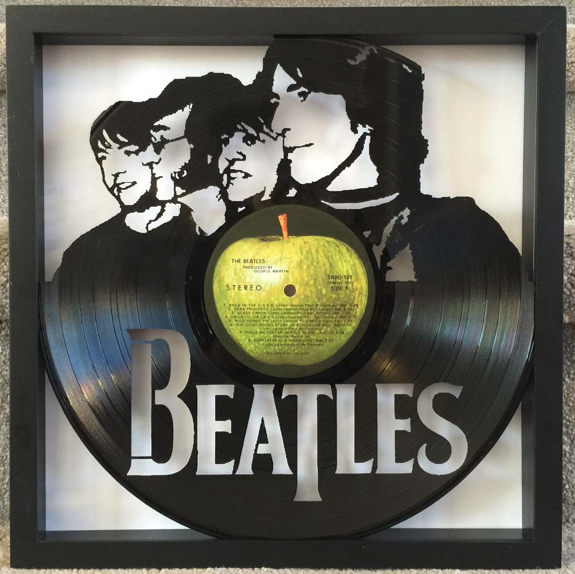 The Beatles White Album cut framed vinyl LP record