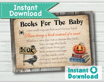 halloween book request card instant download bring a book for baby request insert card - Halloween Books For Babies halloween book request card instant download bring a book for baby request insert card - Halloween Books For Babies