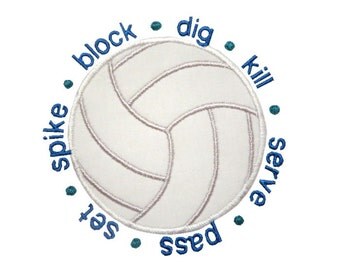 Volleyball Applique Machine Embroidery Digital Design Spike Serve Block Dig Set