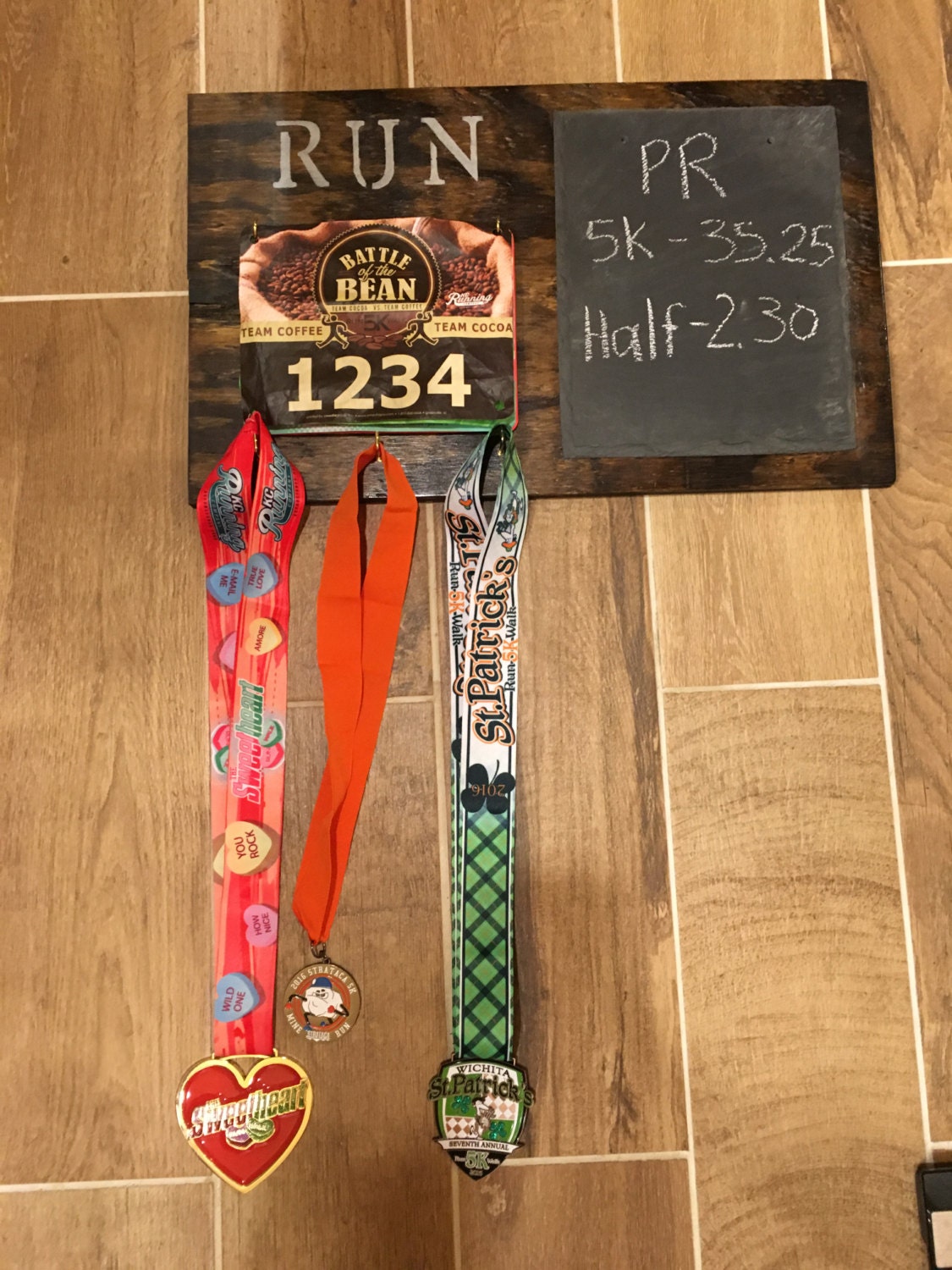 Running Bib and Medal Display
