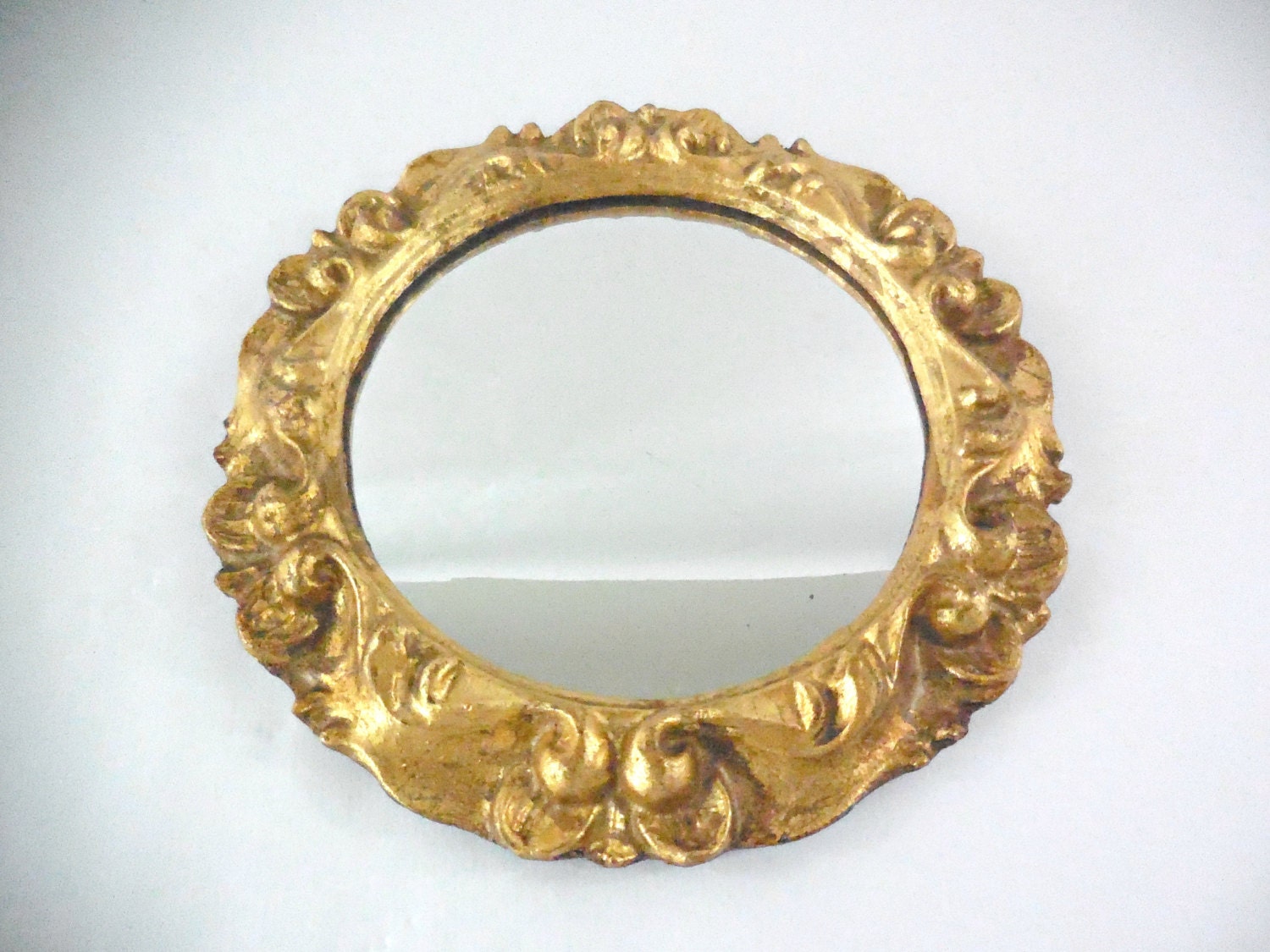 French antique round mirror Wooden Hand Carved Gilded Frame