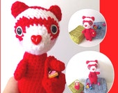 Valentine's Day Gift Idea Amigurumi Ferret Crochet Ferret Valentine Red Heart Stuffed Animal Toy Ferret Kids Toy Kawaii Ferret Plush