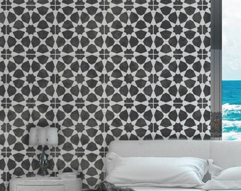 AMIRA TILE Stencil - Moroccan Mosaic Tile Furniture Floor Wall Tile Craft Stencil - AM002