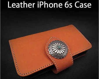 Leather iPhone Case 6s Orange Colour K01E02