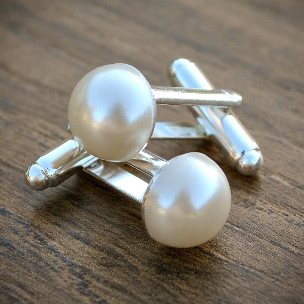 Pearl Cufflinks Ladies Womens Mens cuff links