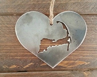 Love Cape Cod Steel Ornament Metal State Heart Christmas Tree Decoration Holiday Gift Travel Keepsake Wedding Favor BE Creations