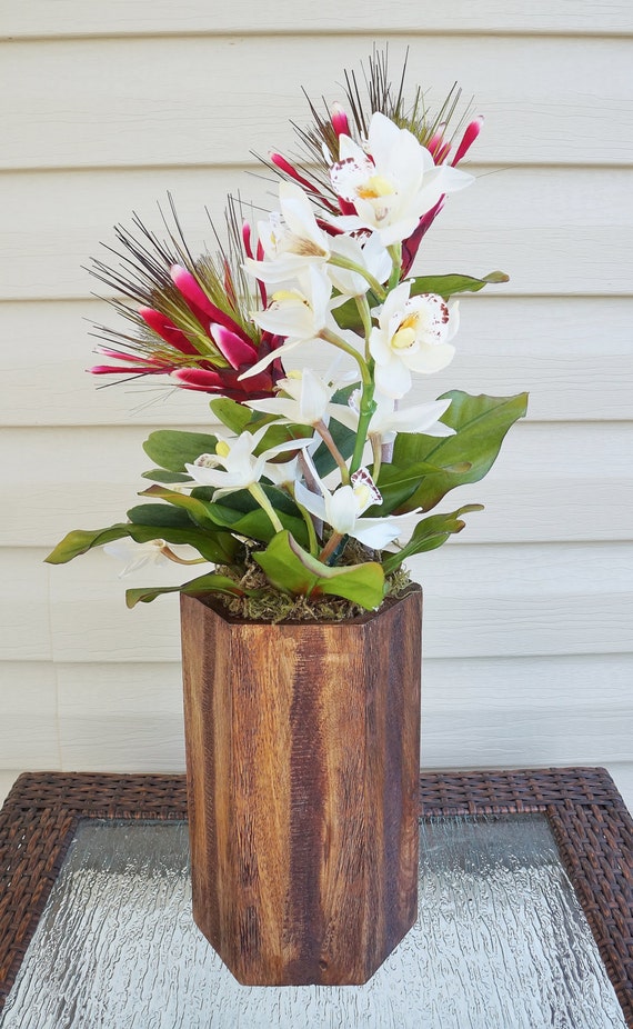 Reserved for Kari Silk Flower Arrangement Tropical Flower