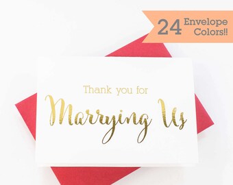 Gold Foiled Wedding Day Card, Thank You For Marrying Us, Wedding Officiant Thank You Card (WC175-CN-F)
