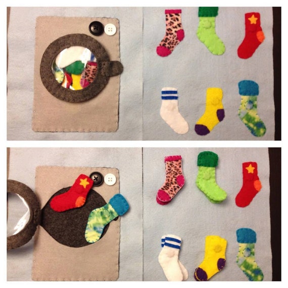 Sock Matching Quiet Book Page, Felt Busy Book, Felt Activity, Imagine Our Life