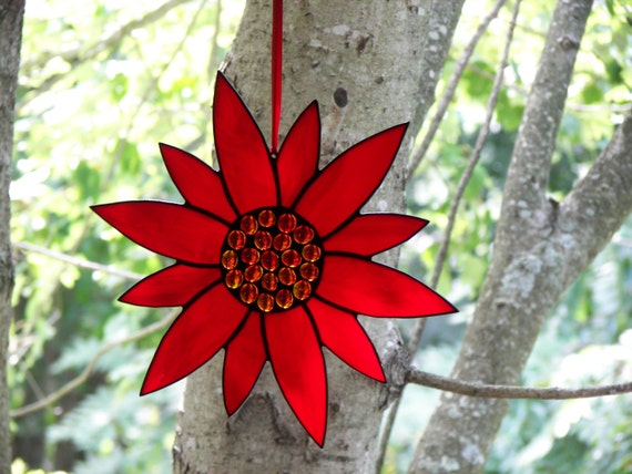 Stained Glass Flower RedStained glass by ChapmanStainedGlass