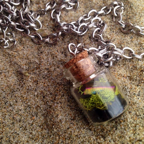 Terrarium Necklace Mini Crystal Terrarium by crystalsNcreations