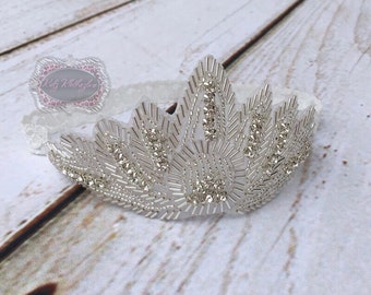 Rhinestone Crown Headband Rhinestone Newborn Photo Prop Flower Girl Rhinestone Tiara Crown Newborn Baby Girl Crown Headband