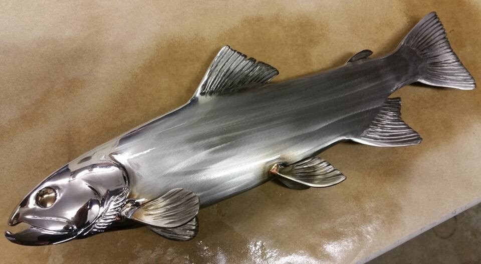 15 NEW Brook Trout stainless steel metal sculpture