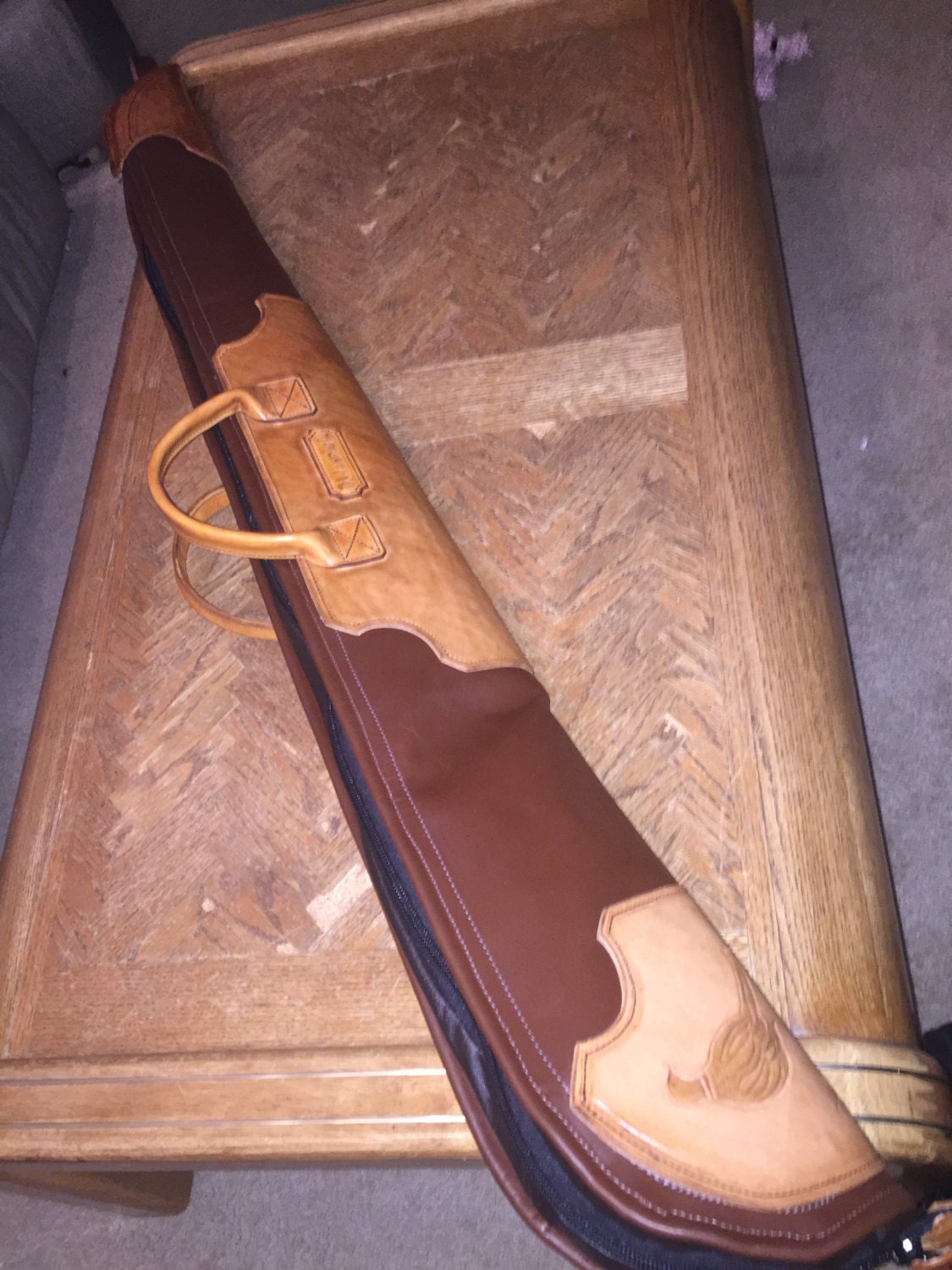 Handmade soft leather shotgun case