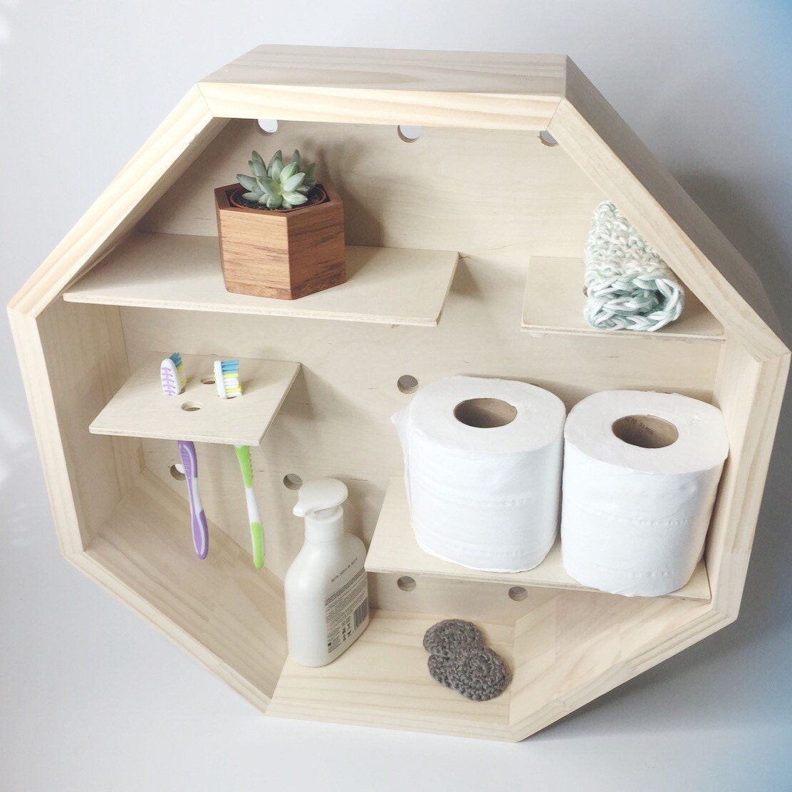 Octagon Wooden Shelf Octagon Pegboard Display by CraftLoveNature