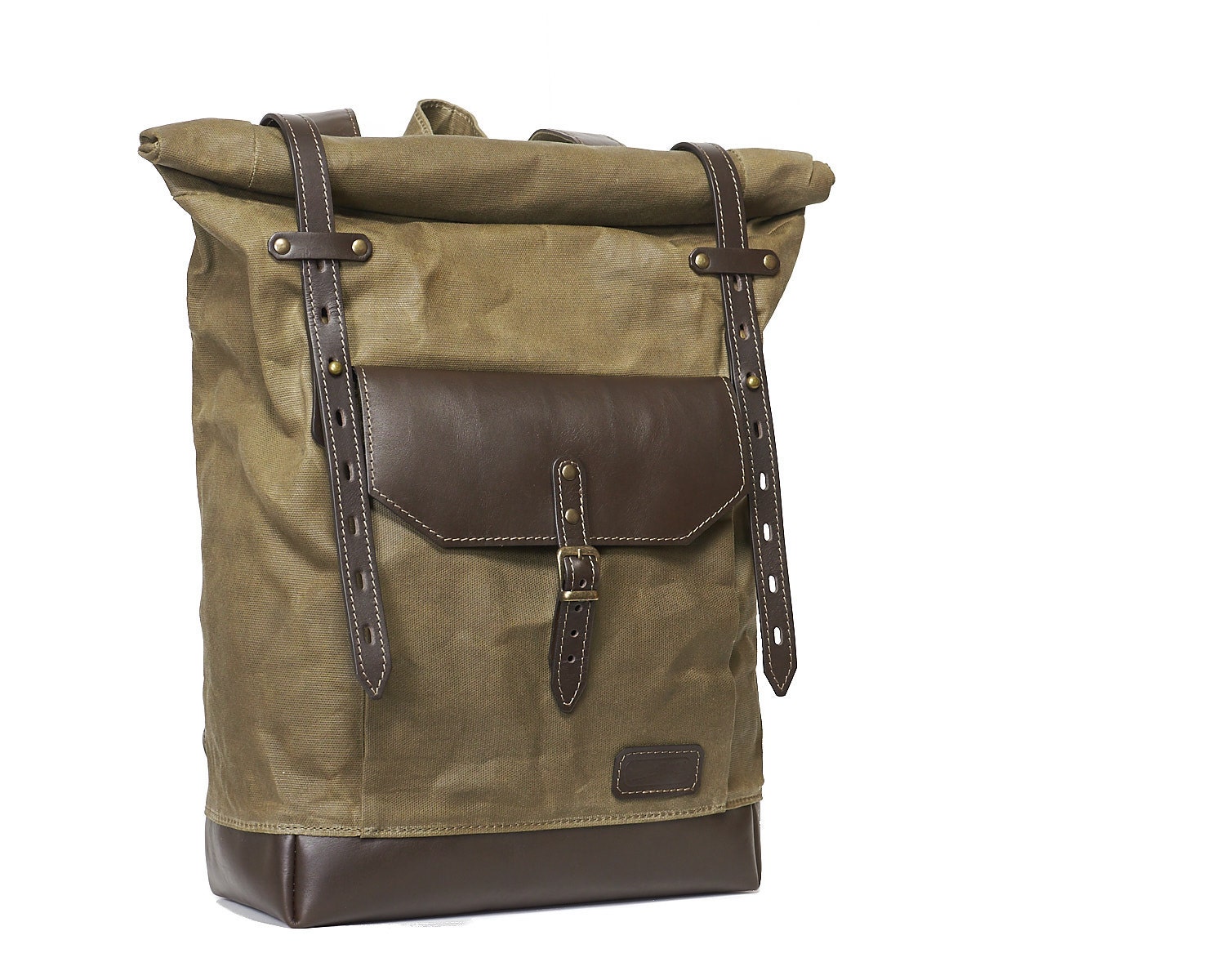 Olive green waxed canvas backpack. Waxed canvas by InnesBags