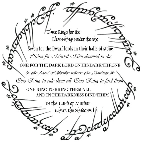 LOTR Wall Art The One Ring Poem Lord of the Rings / the