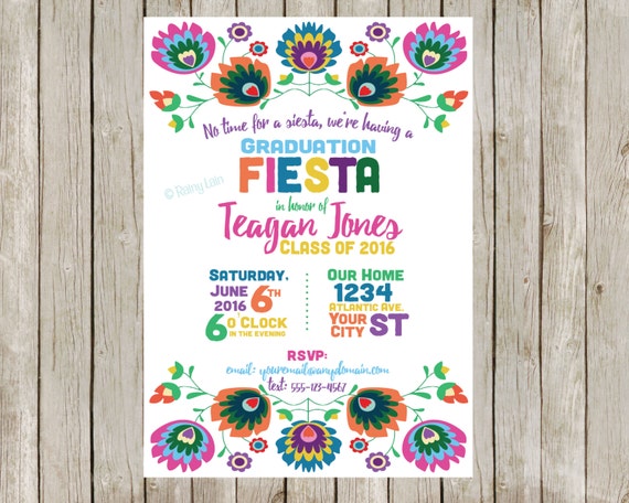 Fiesta Graduation Invite Printable Fiesta Invitation Digital
