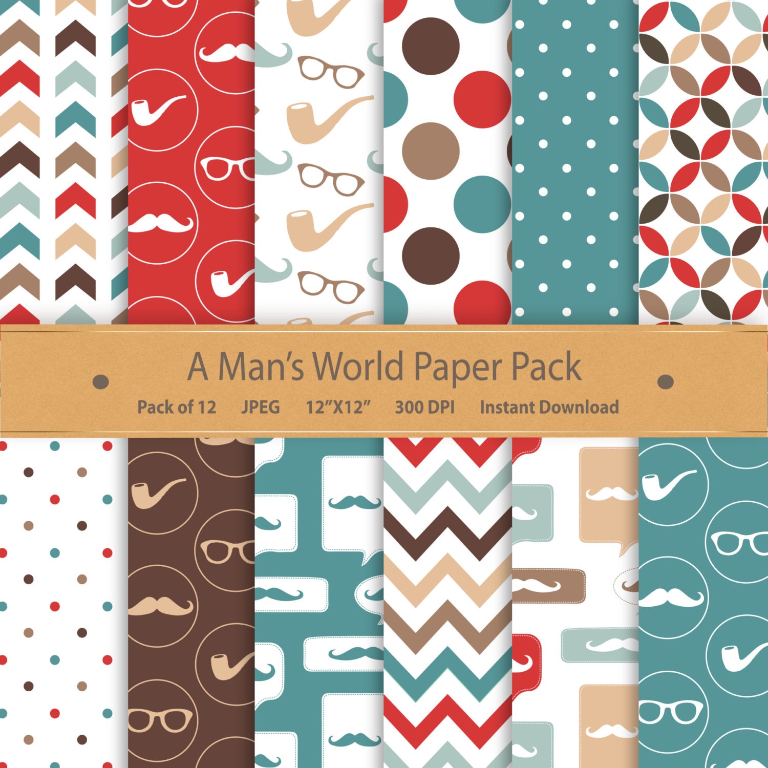 Download Gentleman digital paper Hipster paper Fathers Day Grandpa