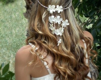 Flower Headband, Floral Hair Garland, Hair Flowers, Bride Headband, Flower Crown, Flower Hair Accessory, Wedding Headband, Bridal Headband